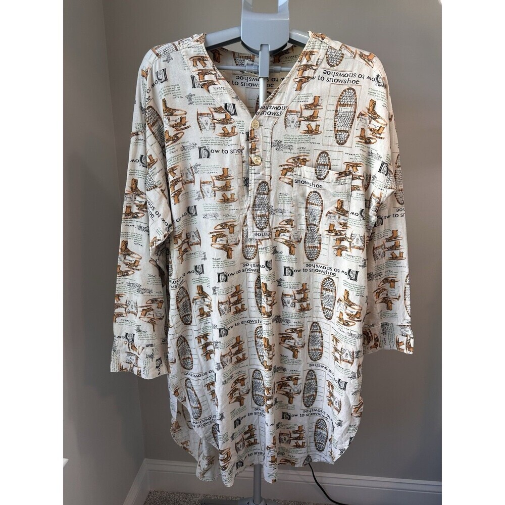 VTG Banana Republic Safari & Travel Co How To Snowshoe Nightshirt Flawed 1980’s